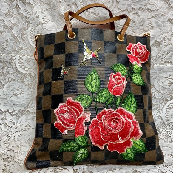 Authentic Fendi, Checkered Handbag Tote 13in x 13in - Picture 6 of 16